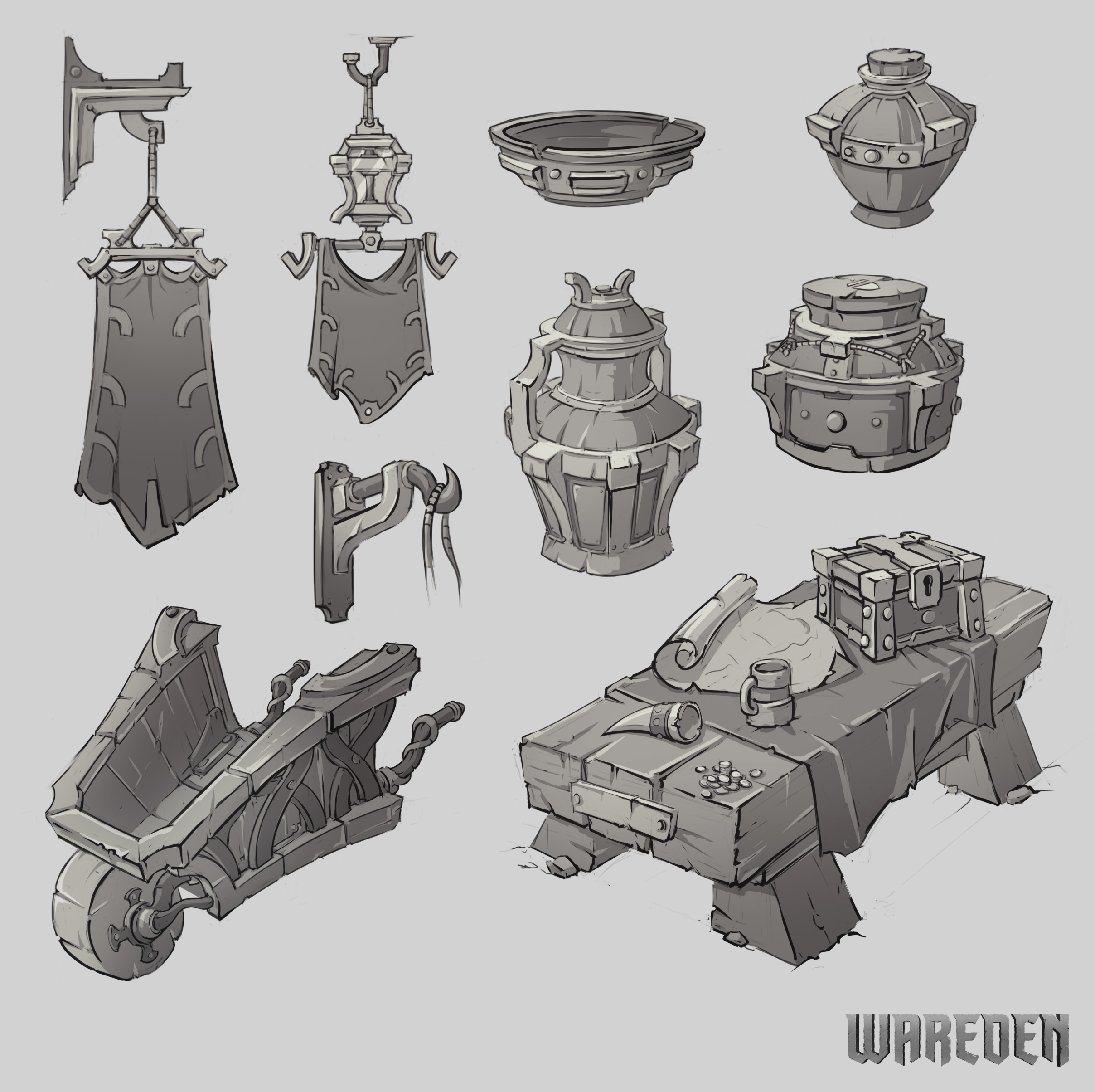WarEden black and white prop concepts